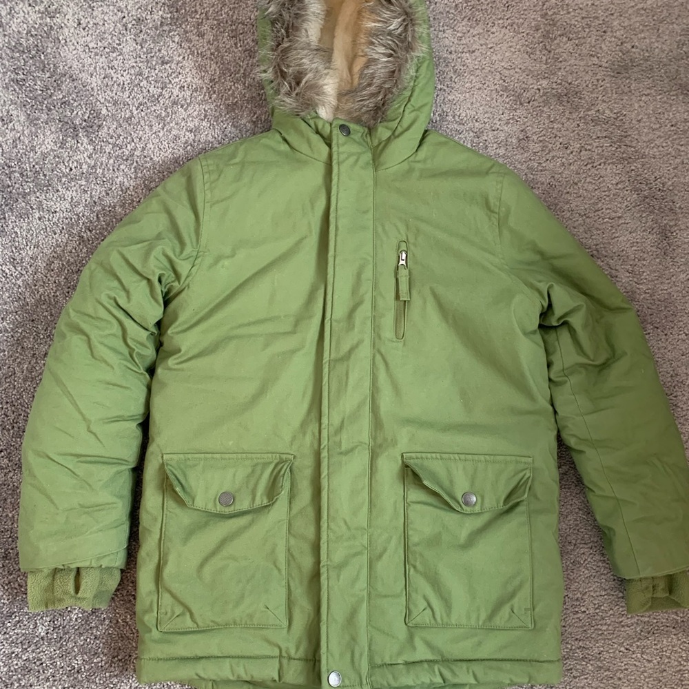 Cat & Jack Kids Green Parka Jacket Girls Winter Coat size M 8/10